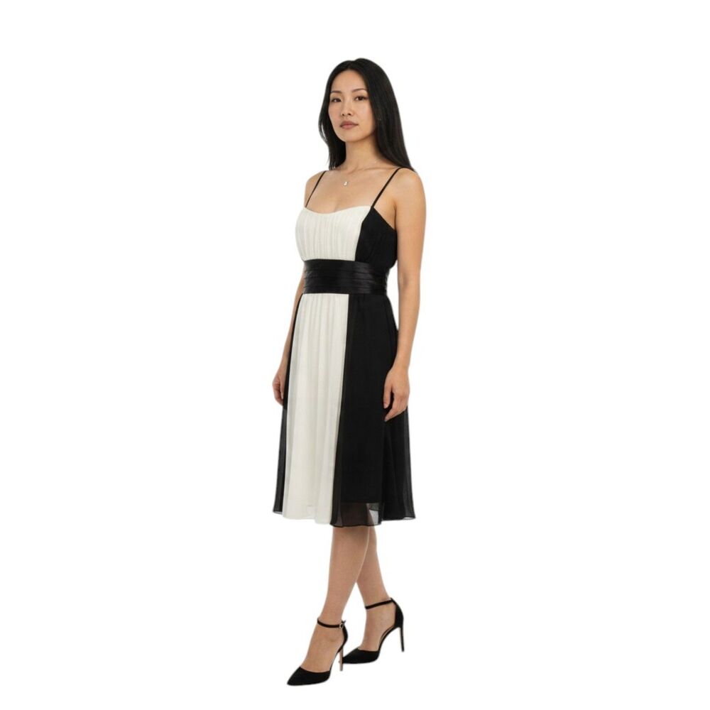 Intrigue Black and White Tie Back Fit and Flare Dress Size Large
